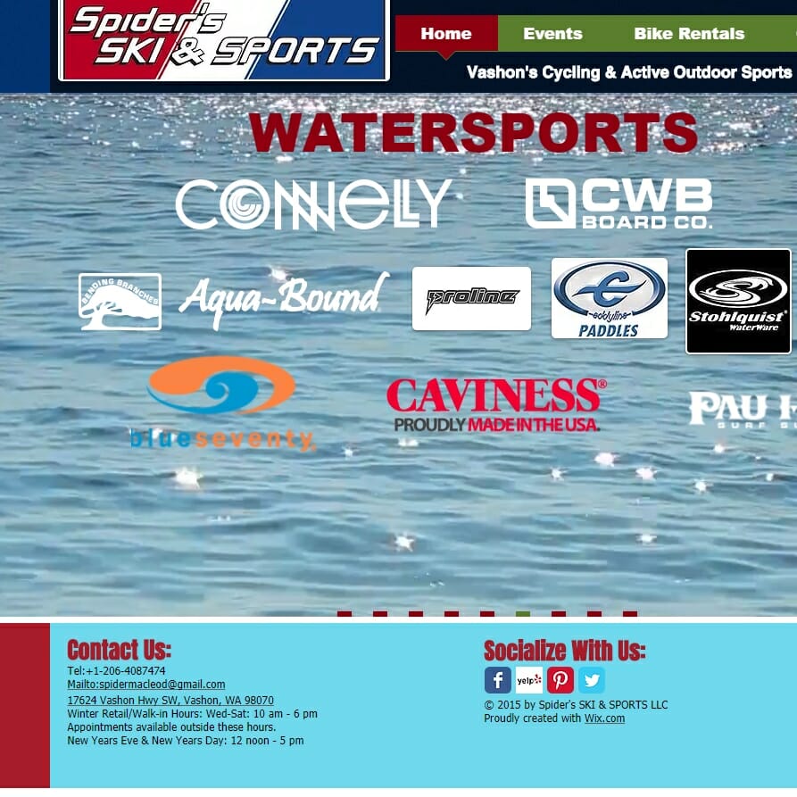 Vashon Island Kayak rentals at Spider's Ski and Sports