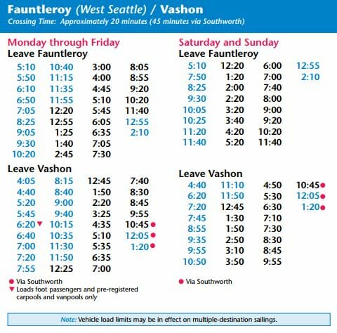 Vashon Island Ferry Schedule West Seattle Vashon Island Ferry Schedule West Seattle